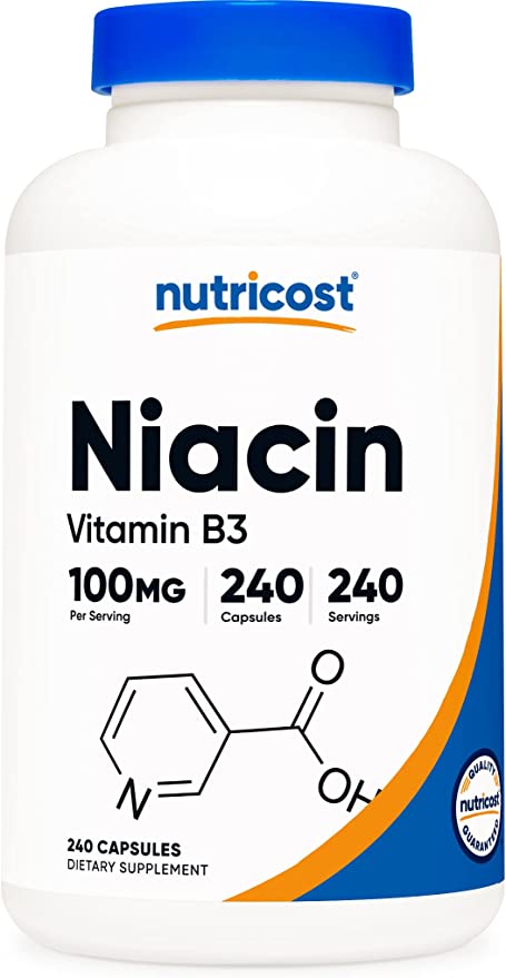 Nutricost Niacin (Vitamin B3) 100mg, 240 Capsules - with Flushing, Non-GMO, Gluten Free