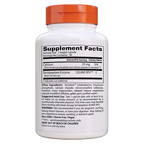 Doctor's Best High Potency Serrapeptase 90 Veggie Caps