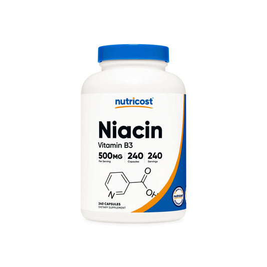 Nutricost Niacin (Vitamin B3) 500mg, 240 Capsules - with Flushing, Non-GMO, Gluten Free